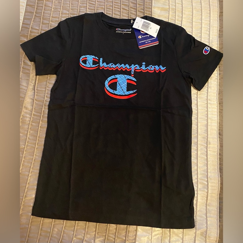 NEW-Champion Black Boys Crewneck Tee Size Medium